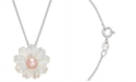 Macy's Pink Cultured Button Freshwater Pearl (6 mm) & Mother-of-Pearl (19-1/2 mm) 18" Pendant Necklace in Sterling Silver